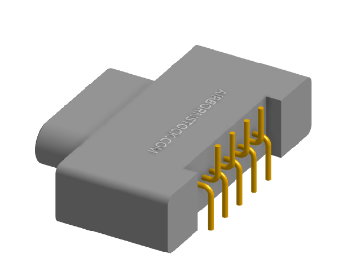 NK-1A2-009-128-0000-010 - Nano-miniature D-shaped vertical surface board mount (SMT) connector, 9 contacts, and no hardware.