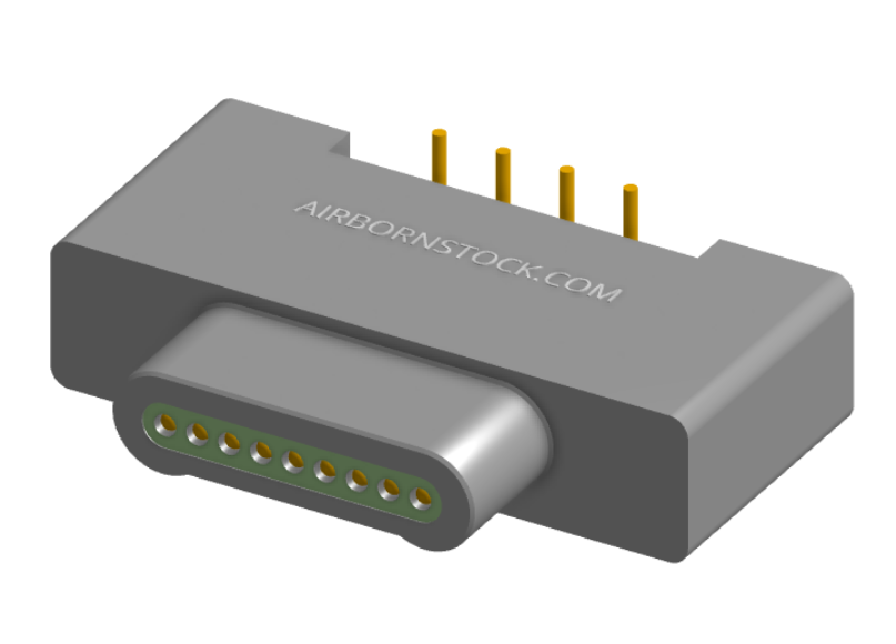 NK-1A2-009-128-0000-010 - Nano-miniature D-shaped vertical surface board mount (SMT) connector, 9 contacts, and no hardware.
