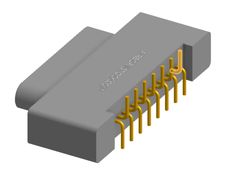 NK-1A2-015-128-0000-010 - Nano-miniature D-shaped vertical surface board mount (SMT) connector, 15 contacts, and no hardware.
