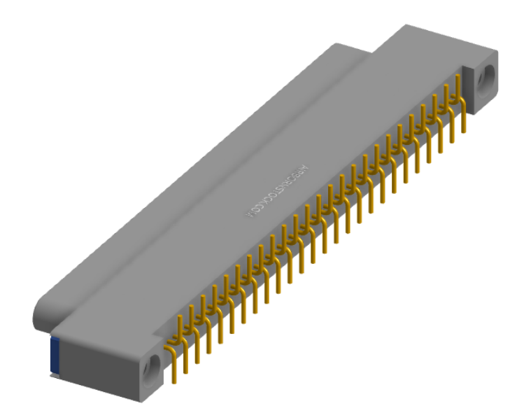 NK-1A2-051-128-TH00 - Nano-miniature D-shaped vertical surface board mount (SMT) connector, 51 contacts, and threaded holes for attachment hardware.