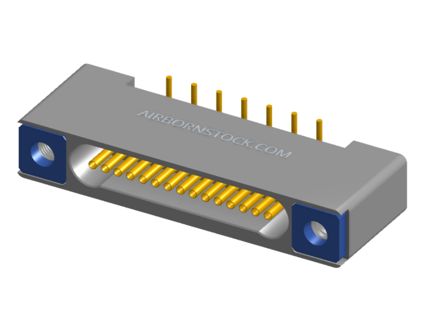 NK-1B2-015-225-TH00 - Nano-miniature D-shaped vertical surface board mount (SMT) connector with mounting holes, 1 row of 15 contacts, and threaded holes for attachment hardware. (Receptacle)