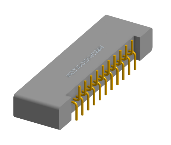 NK-1B2-021-228-0000-010 - Nano-miniature D-shaped vertical surface board mount (SMT) connector with mounting holes, 1 row of 21 contacts, and no hardware. (Receptacle)