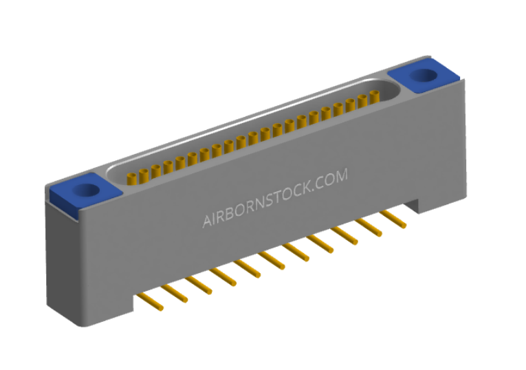 NK-1B2-021-228-TH00 - Nano-miniature D-shaped vertical surface board mount (SMT) connector with mounting holes, 1 row of 21 contacts, and threaded holes for attachment hardware. (Receptacle)