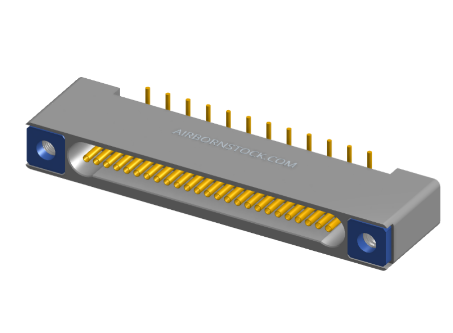 NK-1B2-025-225-TH00 - Nano-miniature D-shaped vertical surface board mount (SMT) connector with mounting holes, 1 row of 25 contacts, and threaded holes for attachment hardware. (Receptacle)
