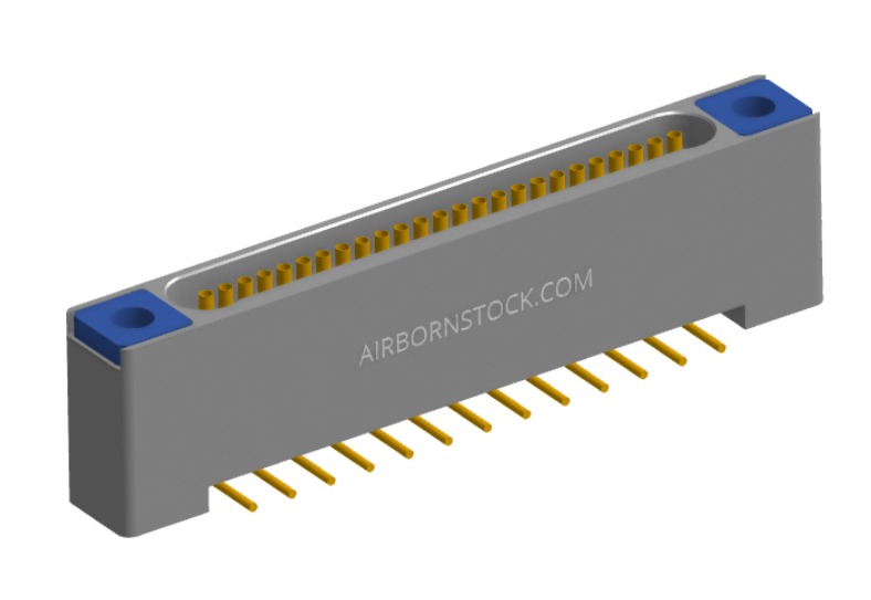NK-1B2-025-225-TH00 - Nano-miniature D-shaped vertical surface board mount (SMT) connector with mounting holes, 1 row of 25 contacts, and threaded holes for attachment hardware. (Receptacle)