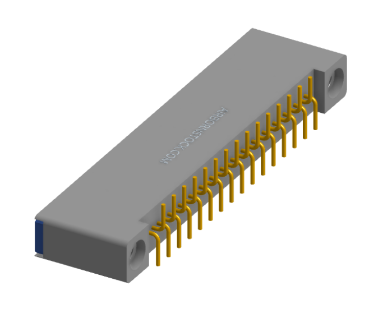 NK-1B2-031-225-TH00 - Nano-miniature D-shaped vertical surface board mount (SMT) connector with mounting holes, 1 row of 31 contacts, and threaded holes for attachment hardware. (Receptacle)