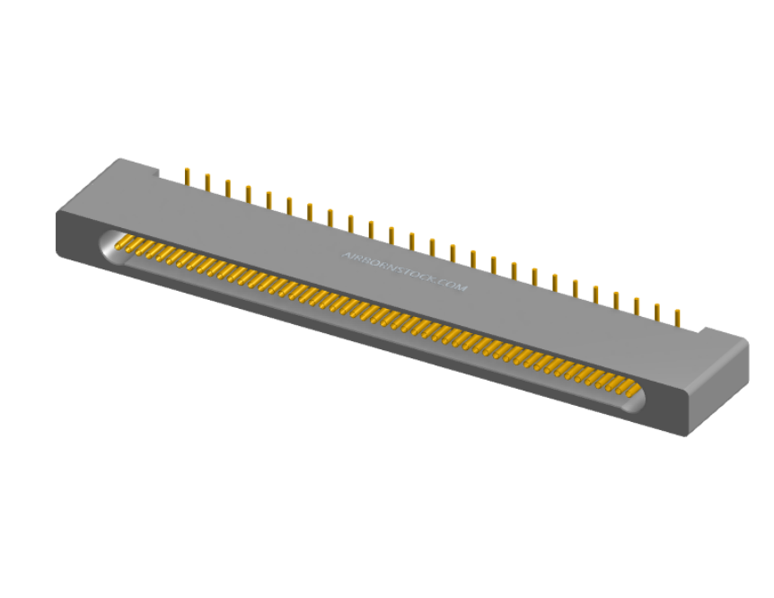 NK-1B2-051-228-0000-010 - Nano-miniature D-shaped vertical surface board mount (SMT) connector with mounting holes, 1 row of 51 contacts, and no hardware. (Receptacle)