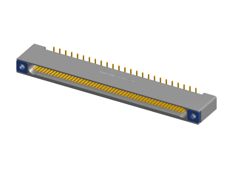 NK-1B2-051-228-TH00 - Nano-miniature D-shaped vertical surface board mount (SMT) connector with mounting holes, 1 row of 51 contacts, and threaded holes for attachment hardware. (Receptacle)