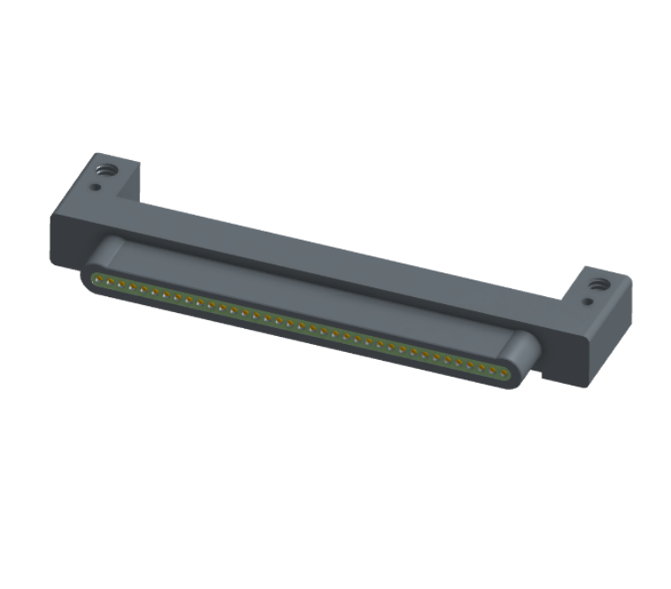 NK-1C2-037-128-0000 - Nano-miniature D-shaped horizontal surface board mount (SMT) connector with mounting holes, 37 contacts, and no hardware.