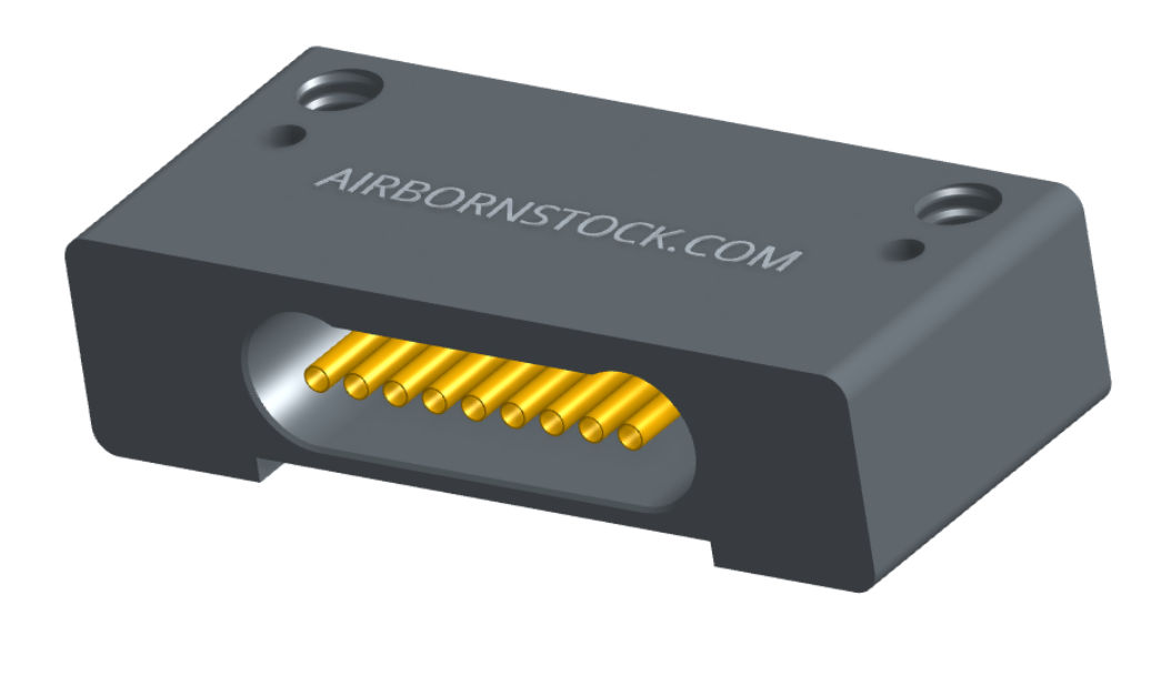NK-1D2-009-228-0000 - Nano-miniature D-shaped horizontal surface board mount (SMT) connector with mounting holes, 9 contacts, and no hardware.