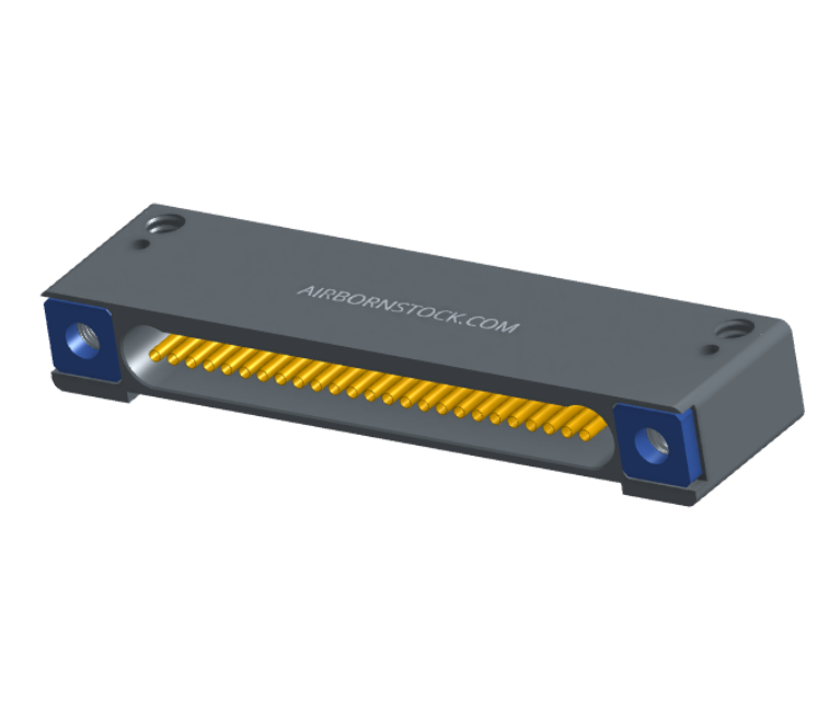 NK-1D2-025-225-TH00 - Nano-miniature D-shaped horizontal surface board mount (SMT) connector with mounting holes, 25 contacts, and threaded holes for attachment hardware.