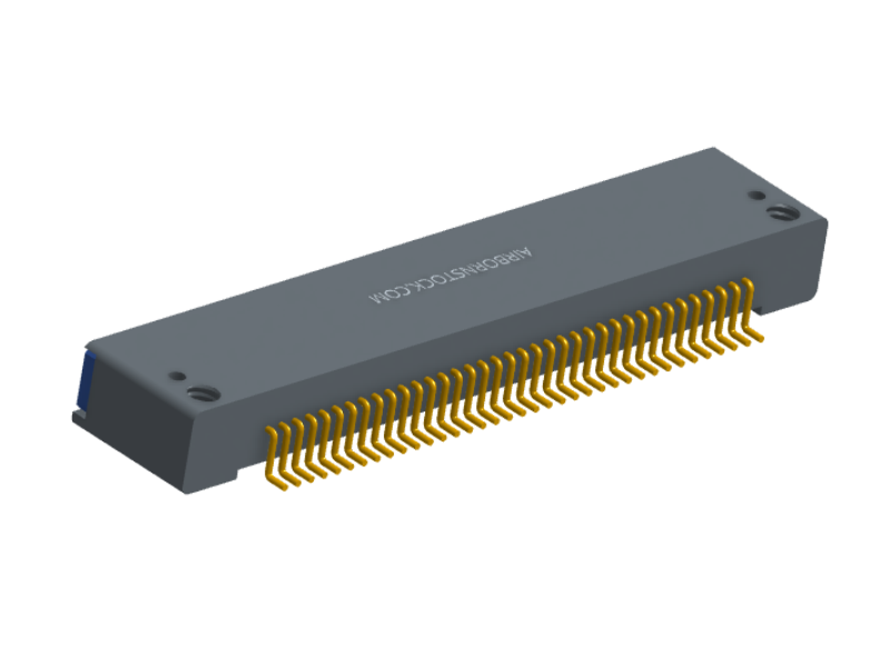 NK-1D2-037-228-TH00 - Nano-miniature D-shaped horizontal surface board mount (SMT) connector with mounting holes, 37 contacts, and threaded holes for attachment hardware.