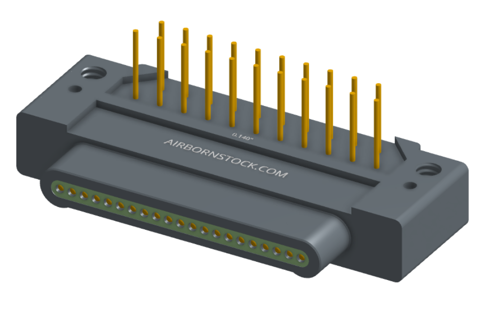 NK-1E2-021-325-0000 - Nano-miniature D-shaped, right angle, plated-through-hole (PTH) board mount connector, 1 row of 21 contacts, and no attachment hardware. (Plug)
