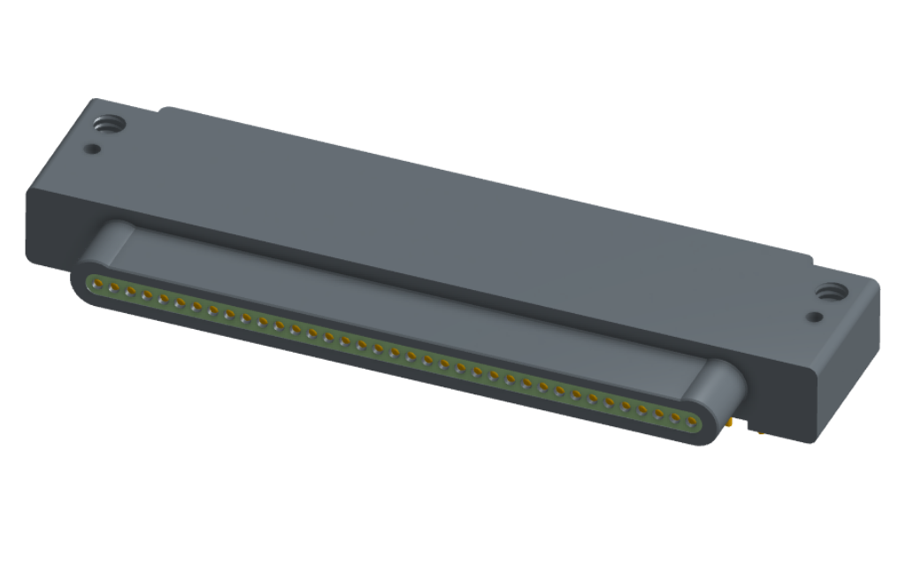NK-1E2-037-325-0000 - Nano-miniature D-shaped, right angle, plated-through-hole (PTH) board mount connector, 1 row of 37 contacts, and no attachment hardware. (Plug)