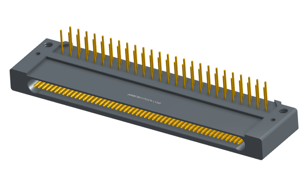 NK-1F2-051-435-0000 - Nano-miniature D-shaped right angle plated through hole (PTH) board mount connector with mounting holes, 1 row of 51 contacts, and no hardware. (Receptacle)