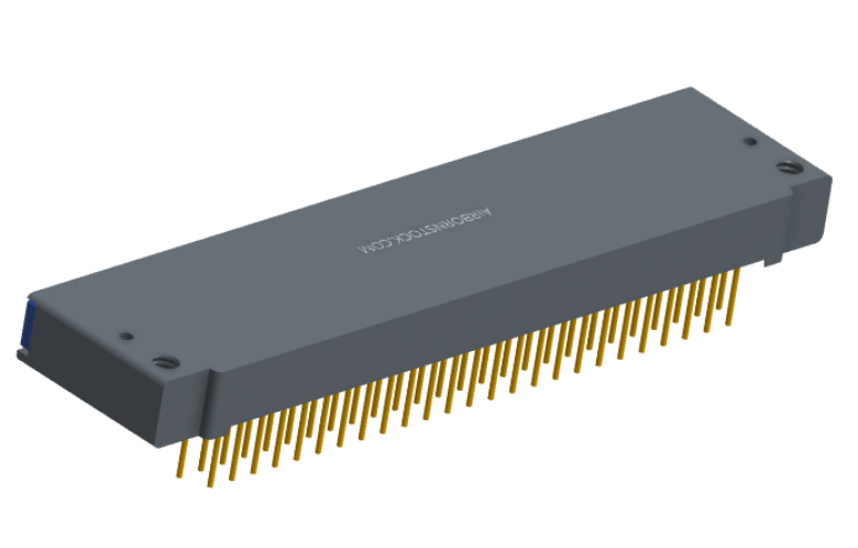 NK-1F2-051-435-TH00 - Nano-miniature D-shaped right angle plated through hole (PTH) board mount connector with mounting holes, 1 row of 51 contacts, and threaded holes for attachment hardware. (Receptacle)