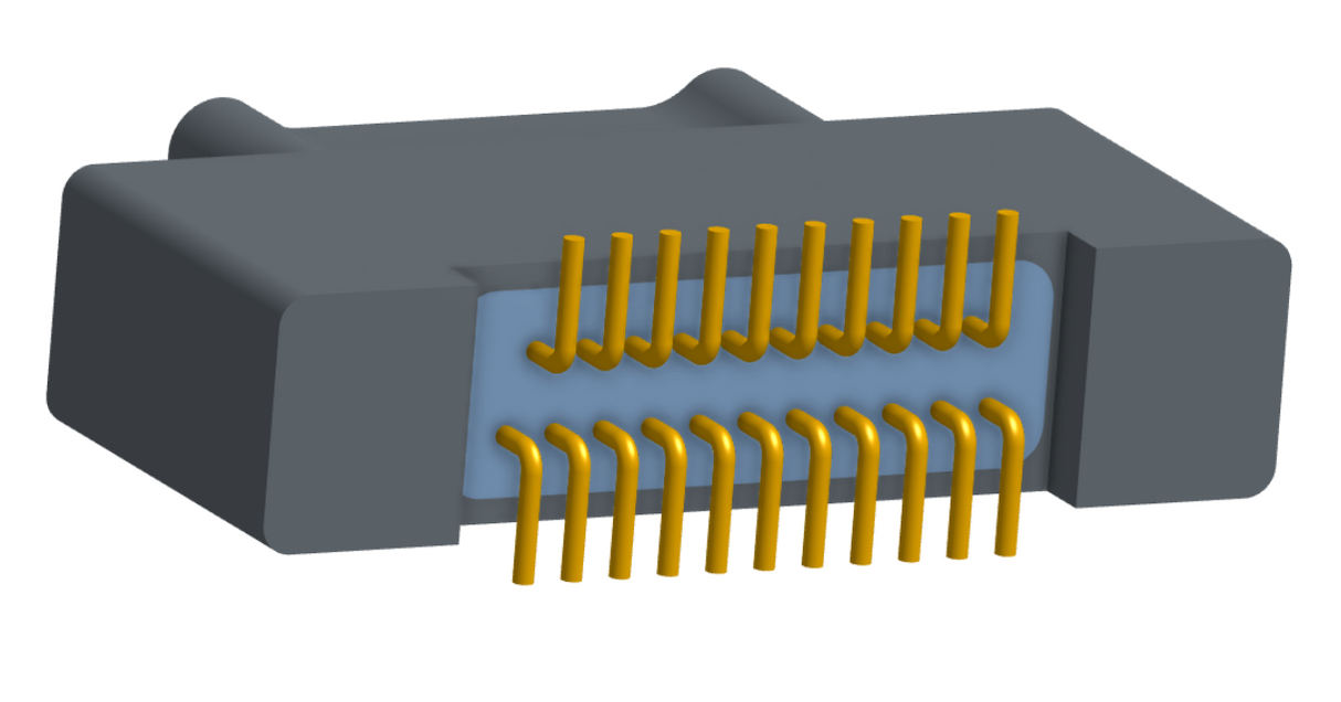 NK-2A2-021-128-0000 - Nano-miniature D-shaped vertical surface board mount (SMT) connector with a(n) electroless nickel shell, 2 rows of 21 contacts, and no hardware. (Plug)