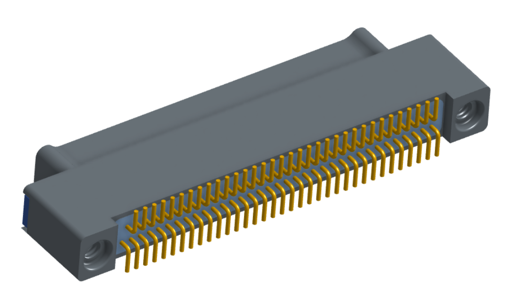NK-2A2-025-128-TH00-010 - Nano-miniature D-shaped vertical surface board mount (SMT) connector with a(n) electroless nickel shell, 2 rows of 25 contacts , and threaded holes for attachment hardware. (Plug)