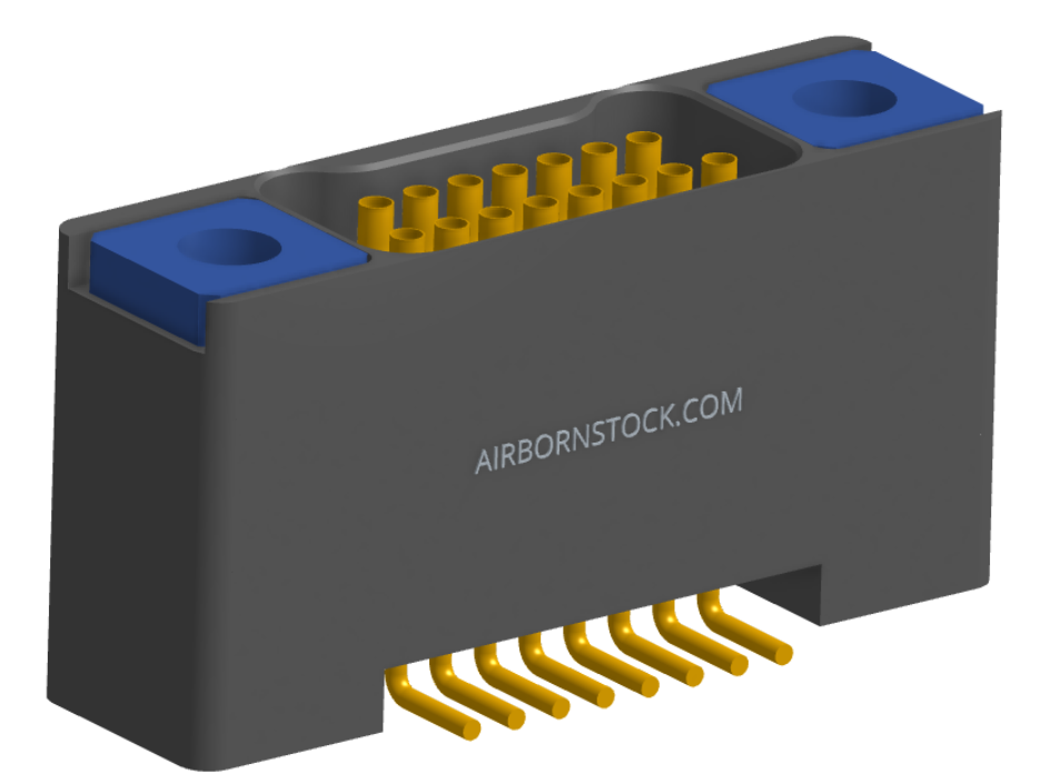 NK-2B2-015-228-TH00-010 - Nano-miniature D-shaped vertical surface board mount (SMT) connector with mounting holes, 2 rows with 15 contacts, and threaded holes for attachment hardware. (Receptacle)