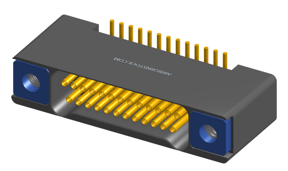 NK-2B2-025-228-TH00 - Nano-miniature D-shaped vertical surface board mount (SMT) connector with mounting holes, 2 rows with 25 contacts, and threaded holes for attachment hardware. (Receptacle)