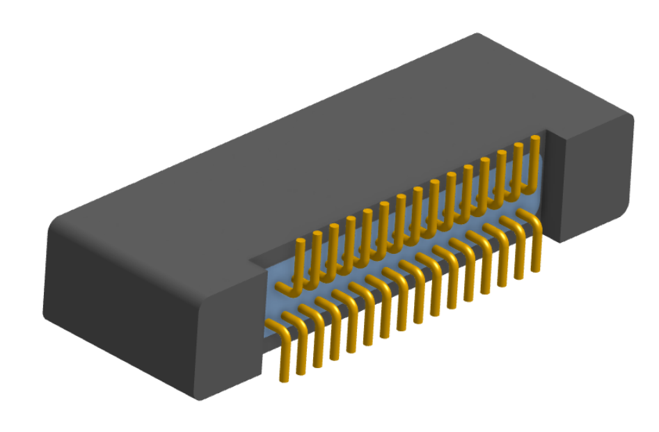 NK-2B2-031-225-0000-010 - Nano-miniature D-shaped vertical surface board mount (SMT) connector with mounting holes, 2 rows with 31 contacts, and no hardware. (Receptacle)