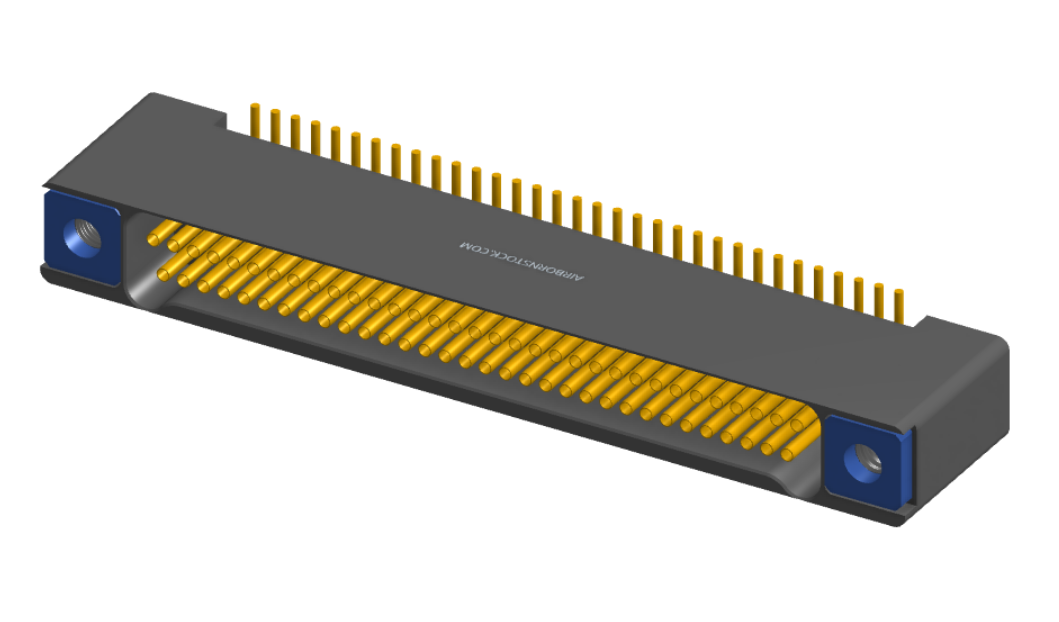 NK-2B2-065-225-TH00 - Nano-miniature D-shaped vertical surface board mount (SMT) connector with mounting holes, 2 rows with 65 contacts, and threaded holes for attachment hardware. (Receptacle)