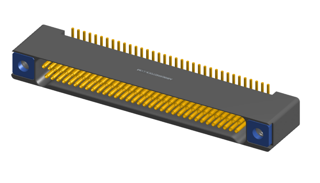 NK-2B2-069-228-TH00-010 - Nano-miniature D-shaped vertical surface board mount (SMT) connector with mounting holes, 2 rows with 69 contacts, and threaded holes for attachment hardware. (Receptacle)
