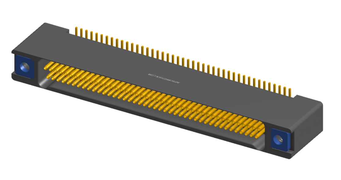 NK-2B2-085-228-TH00 - Nano-miniature D-shaped vertical surface board mount (SMT) connector with mounting holes, 2 rows with 85 contacts, and threaded holes for attachment hardware. (Receptacle)