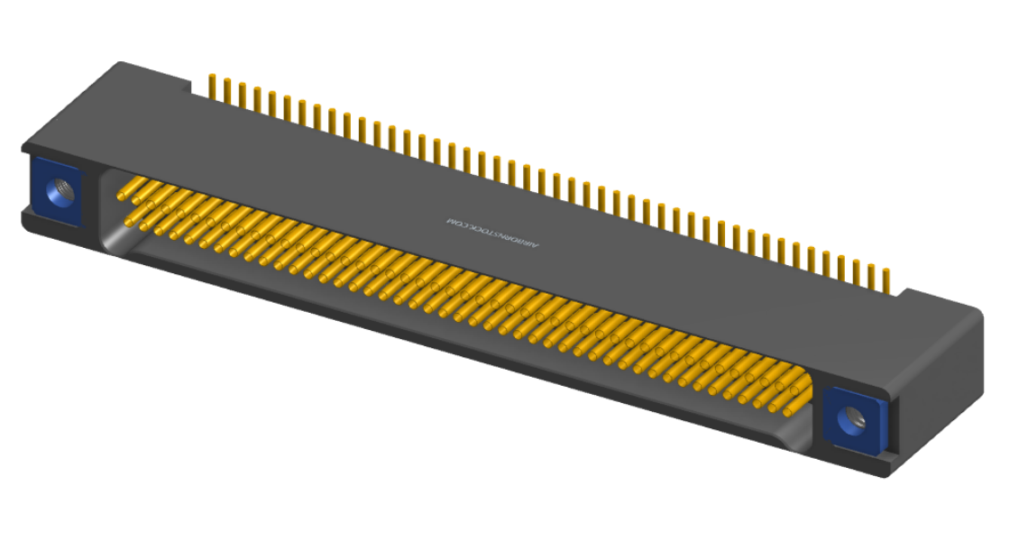 NK-2B2-091-228-TH00 - Nano-miniature D-shaped vertical surface board mount (SMT) connector with mounting holes, 2 rows with 91 contacts, and threaded holes for attachment hardware. (Receptacle)