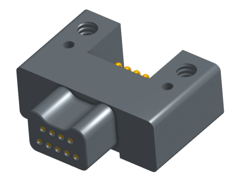 NK-2C4-009-128-0000 - Nano-miniature D-shaped horizontal surface board mount (SMT) connector with mounting holes, 2 rows with 9 contacts, and no hardware. (Plug)