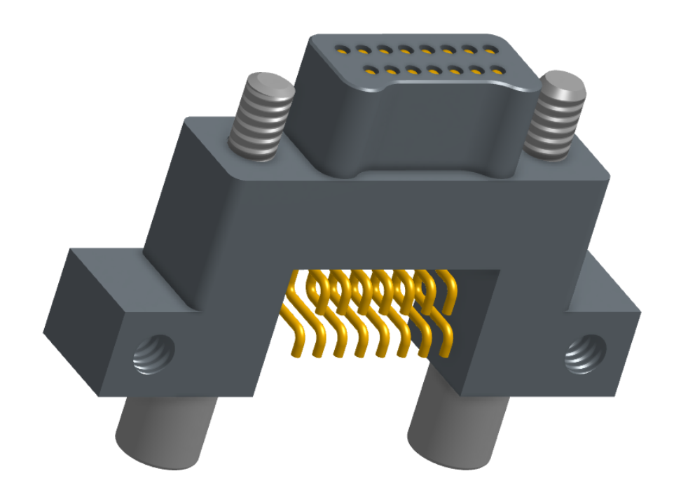 NK-2C5-015-125-JC00 - Nano-miniature D-shape horiztonal surface board mount connector with mounting ears & holes, 2 rows with 15 contacts, and no hardware. (Plug)