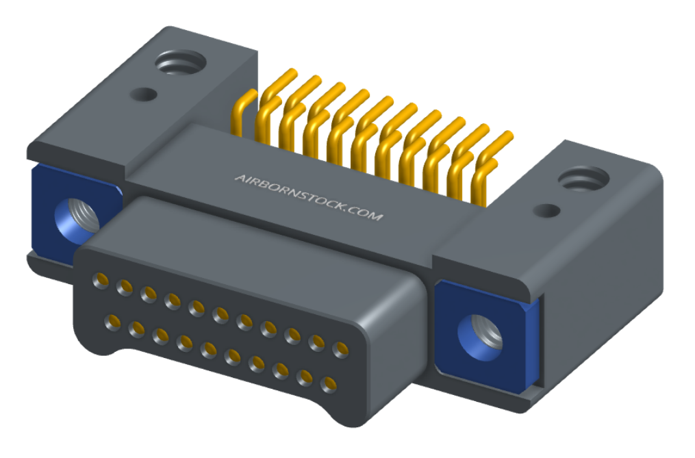 NK-2C5-021-125-TH00 - Nano-miniature D-shaped horizontal surface board mount (SMT) connector with mounting holes, 2 rows with 21 contacts, and threaded holes for attachment hardware. (Plug)