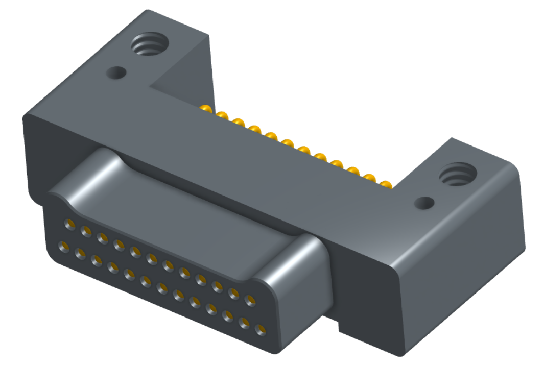 NK-2C5-025-125-0000 - Nano-miniature D-shaped horizontal surface board mount (SMT) connector with mounting holes, 2 rows with 25 contacts, and no hardware. (Plug)