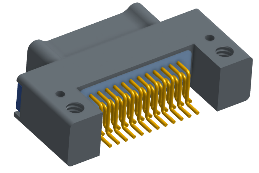 NK-2C4-025-128-TH00 - Nano-miniature D-shaped horizontal surface board mount (SMT) connector with mounting holes, 2 rows with 25 contacts, and threaded holes for attachment hardware. (Plug)