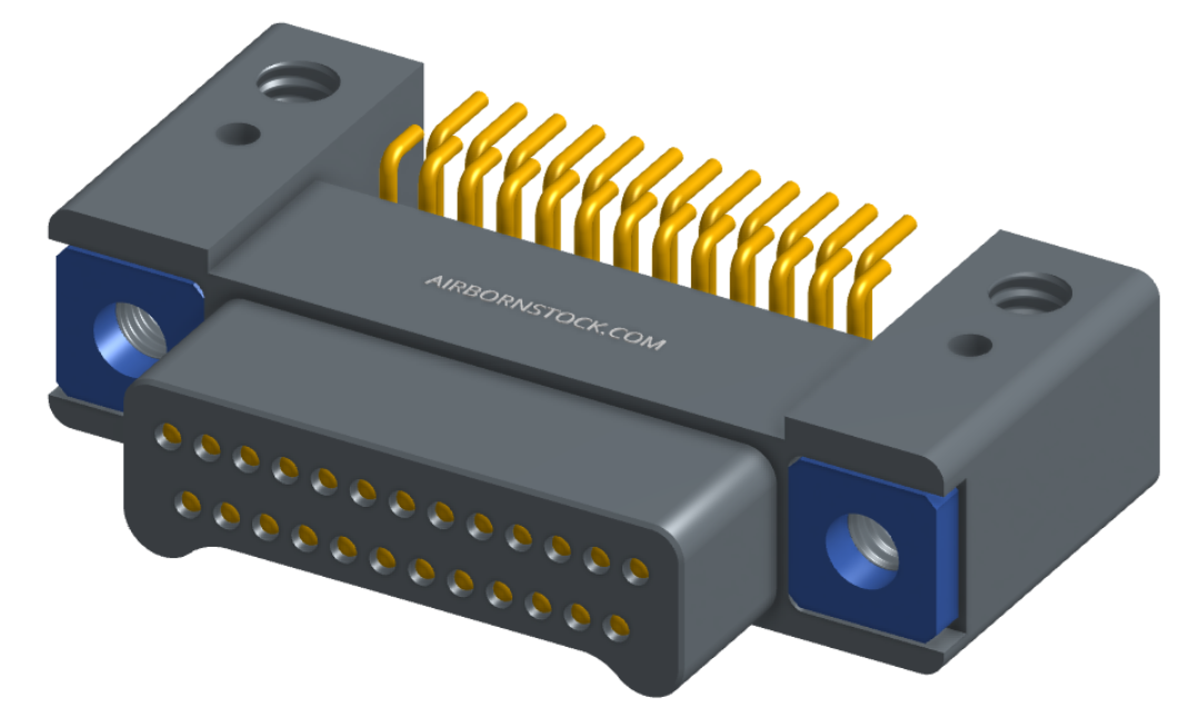 NK-2C4-025-128-TH00 - Nano-miniature D-shaped horizontal surface board mount (SMT) connector with mounting holes, 2 rows with 25 contacts, and threaded holes for attachment hardware. (Plug)