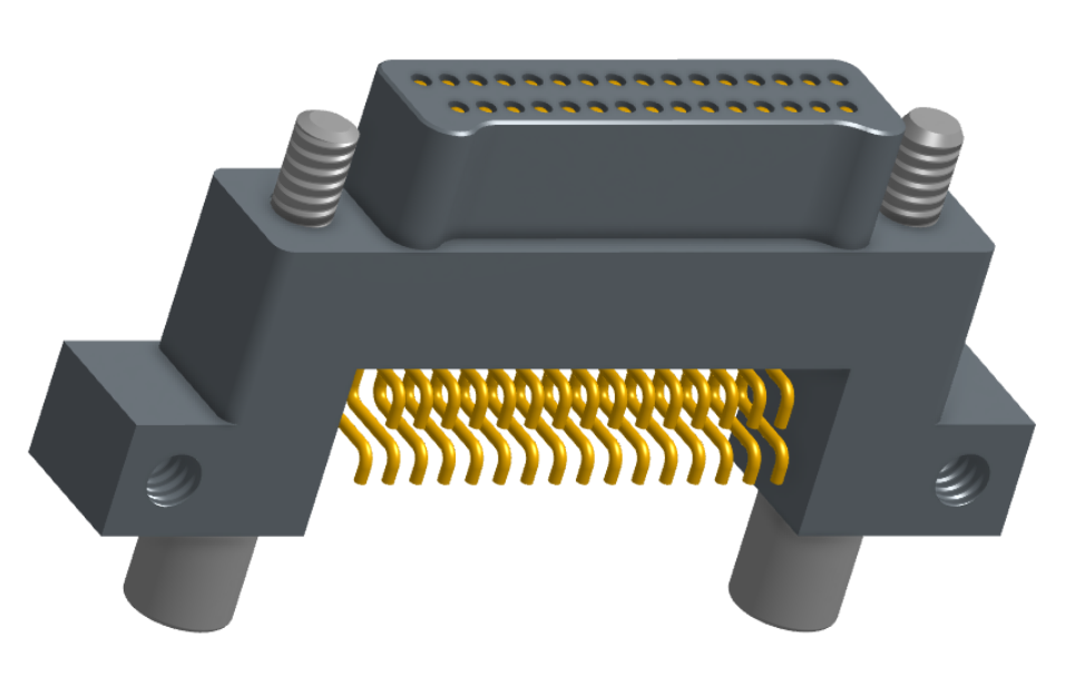 NK-2C5-031-128-JC00 - Nano-miniature D-shape horiztonal surface board mount connector with mounting ears & holes, 2 rows with 31 contacts, and no hardware. (Plug)