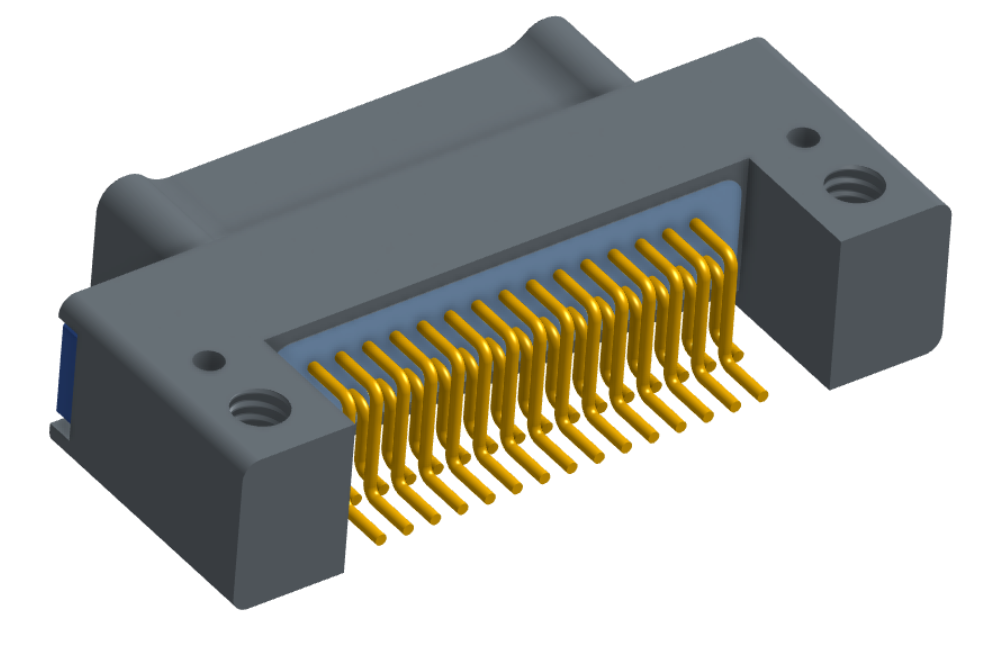 NK-2C4-031-125-TH00 - Nano-miniature D-shaped horizontal surface board mount (SMT) connector with mounting holes, 2 rows with 31 contacts, and threaded holes for attachment hardware. (Plug)