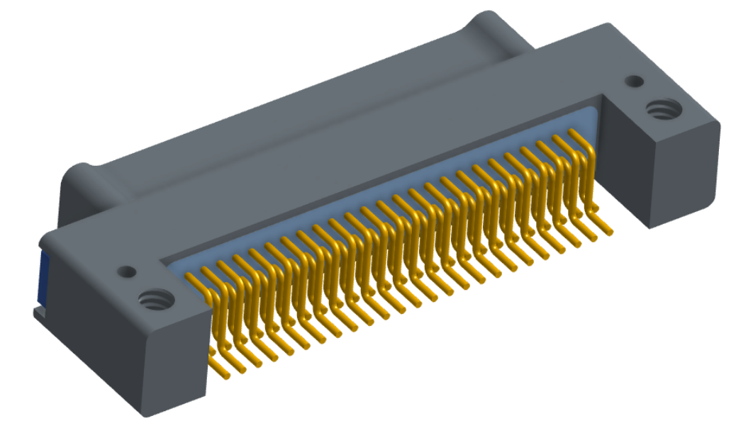 NK-2C4-051-125-TH00 - Nano-miniature D-shaped horizontal surface board mount (SMT) connector with mounting holes, 2 rows with 51 contacts, and threaded holes for attachment hardware. (Plug)