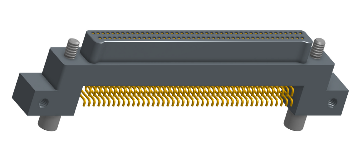 NK-2C5-085-125-JC00 - Nano-miniature D-shape horiztonal surface board mount connector with mounting ears & holes, 2 rows with 85 contacts, and no hardware. (Plug)
