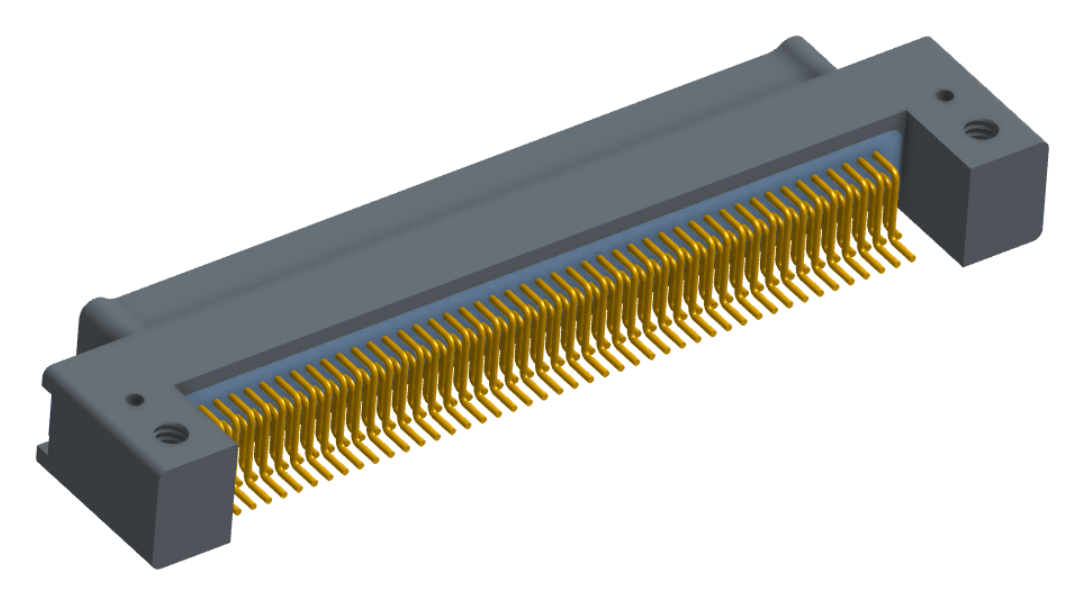 NK-2C4-091-125-TH00 - Nano-miniature D-shaped horizontal surface board mount (SMT) connector with mounting holes, 2 rows with 91 contacts, and threaded holes for attachment hardware. (Plug)