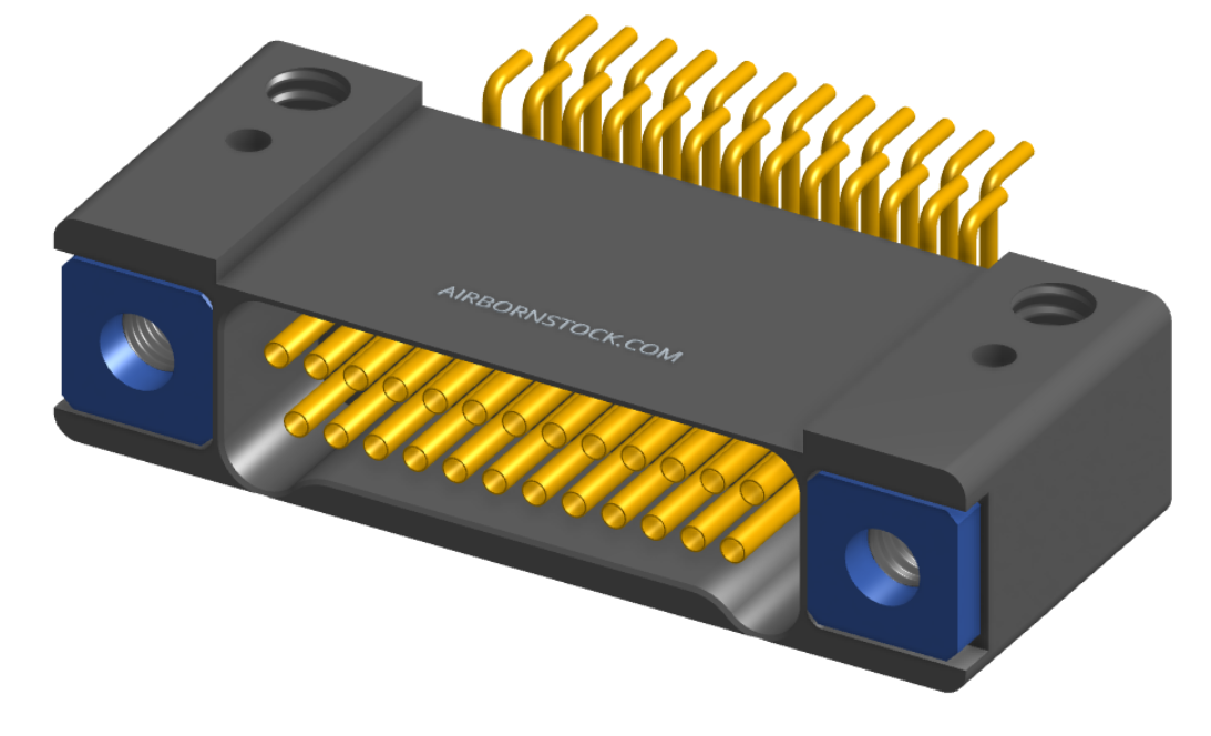 NK-2D3-025-228-TH00 - Nano-miniature D-shaped horizontal surface board mount (SMT) connector with mounting holes, 2 rows with 25 contacts, and threaded holes for attachment hardware. (Receptacle)