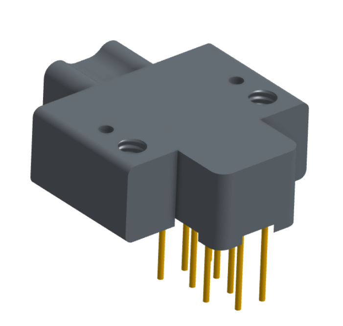 NK-2E2-009-335-0000 - Nano-miniature D-shaped right angle plated through hole (PTH) board mount connector with mounting holes, 2 rows with 9 contacts, and no hardware. (Plug)