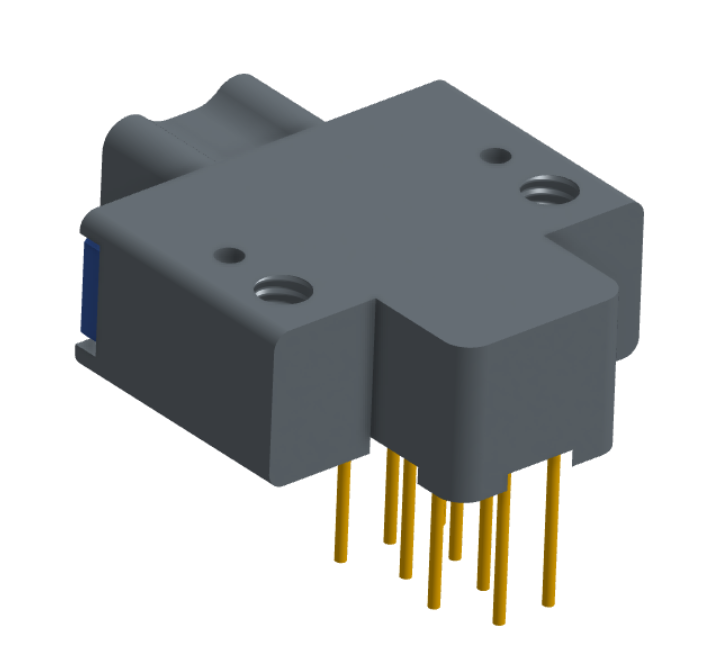 NK-2E2-009-325-TH00 - Nano-miniature D-shaped right angle plated through hole (PTH) board mount connector with mounting holes, 2 rows with 9 contacts, and no hardware. (Plug)