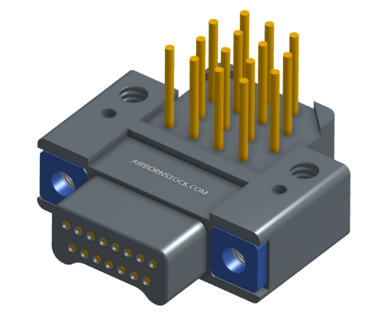 NK-2E2-015-325-TH00 - Nano-miniature D-shaped right angle plated through hole (PTH) board mount connector with mounting holes, 2 rows with 15 contacts, and no hardware. (Plug)