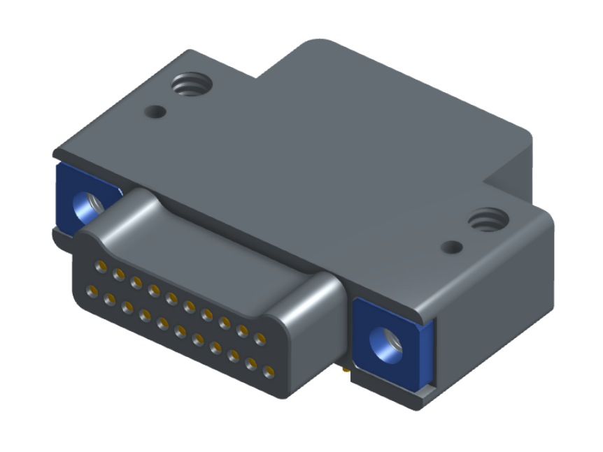 NK-2E2-021-328-TH00 - Nano-miniature D-shaped right angle plated through hole (PTH) board mount connector with mounting holes, 2 rows with 21 contacts, and no hardware. (Plug)