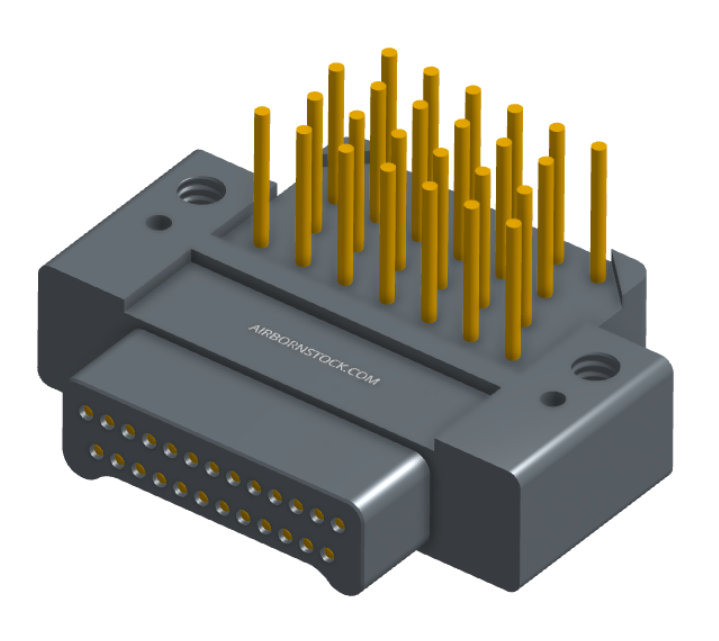 NK-2E2-025-335-0000 - Nano-miniature D-shaped right angle plated through hole (PTH) board mount connector with mounting holes, 2 rows with 25 contacts, and no hardware. (Plug)