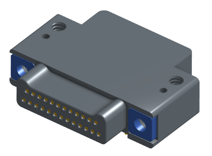NK-2E2-025-325-TH00 - Nano-miniature D-shaped right angle plated through hole (PTH) board mount connector with mounting holes, 2 rows with 25 contacts, and no hardware. (Plug)
