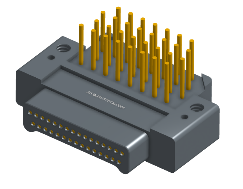 NK-2E2-031-335-0000 - Nano-miniature D-shaped right angle plated through hole (PTH) board mount connector with mounting holes, 2 rows with 31 contacts, and no hardware. (Plug)