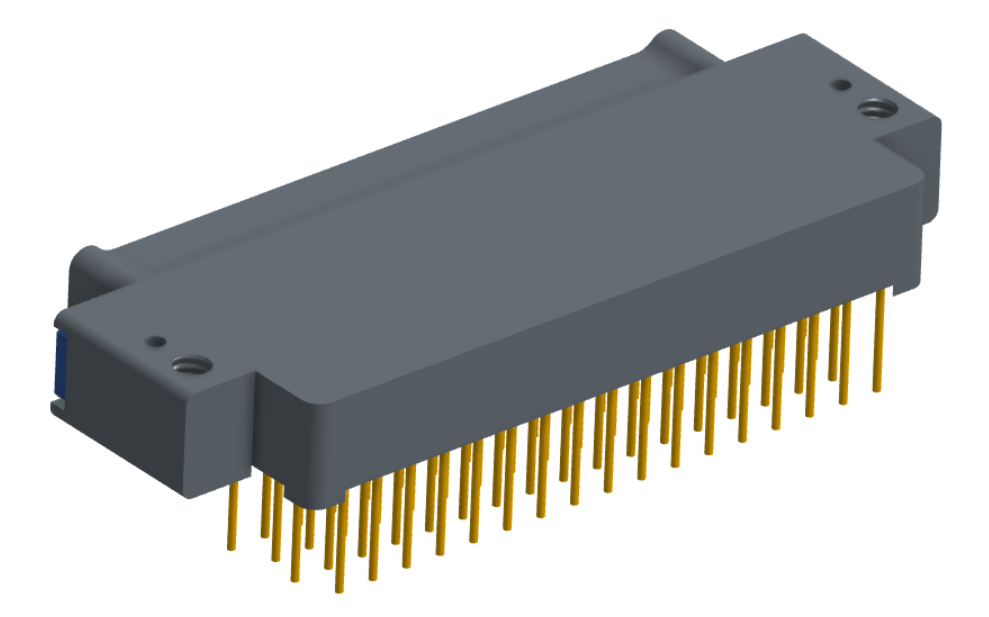 NK-2E2-069-325-TH00 - Nano-miniature D-shaped right angle plated through hole (PTH) board mount connector with mounting holes, 2 rows with 69 contacts, and no hardware. (Plug)
