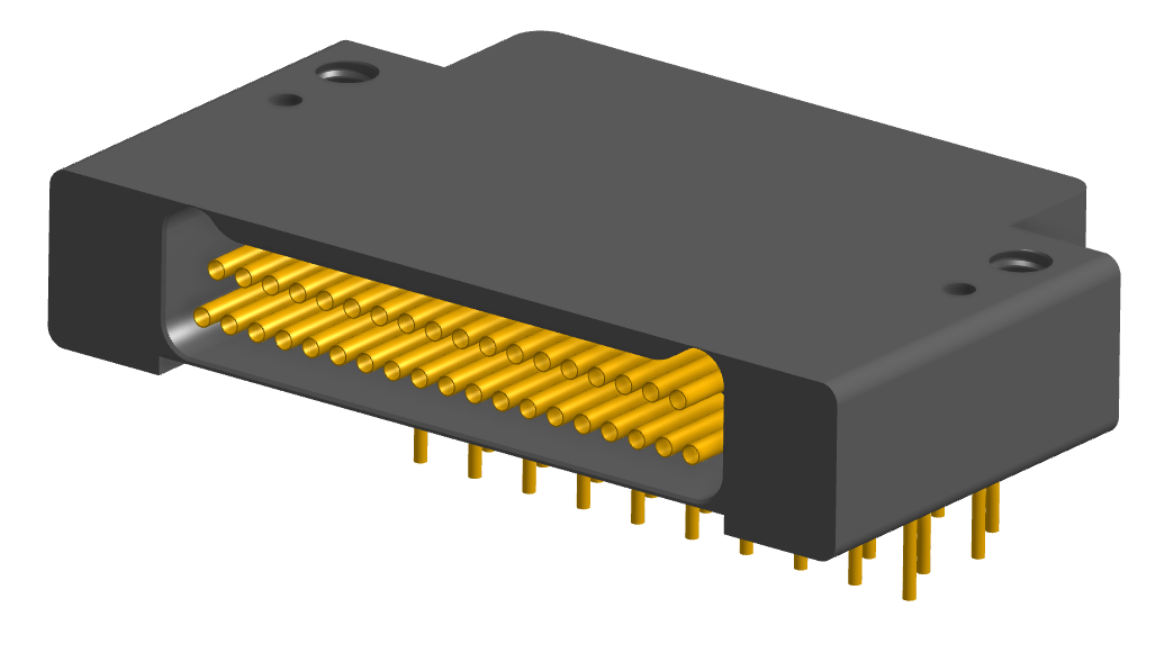 NK-2F2-037-435-0000 - Nano-miniature D-shaped right angle plated through hole (PTH) board mount connector with mounting holes, 2 rows with 37 contacts, and no hardware. (Receptacle)